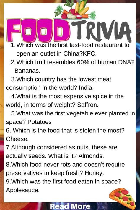 Printable Food Trivia Questions and Answers Fun trivia questions