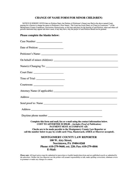 Printable Forms For Changing Child S Last Name Printable Forms Free