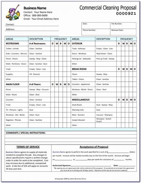 Printable Free Cleaning Estimate Forms Form Resume Examples Official