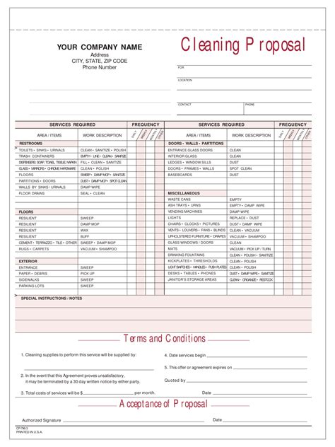 Printable Free Cleaning Proposal Template