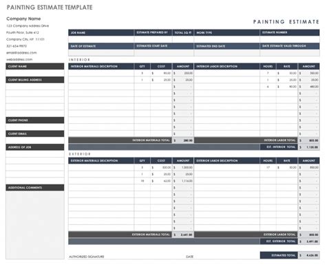 Printable Free Estimate Templates Smartsheet Software Development