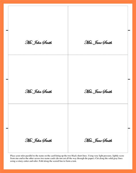 Printable Free Place Card Template Word
