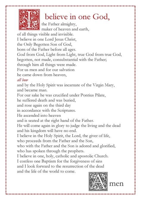 Printable Free Printable Nicene Creed