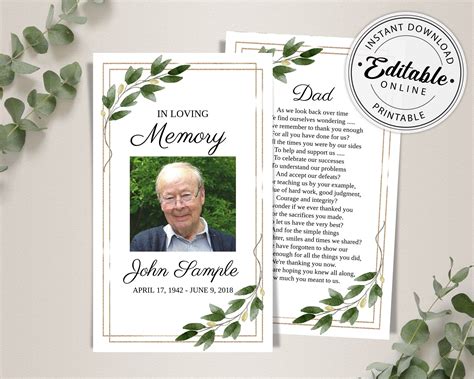 Printable Funeral Prayer Cards Memorial & Funeral Card …