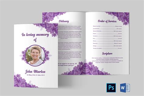Printable Funeral Program Template Obituary Program Template Etsy