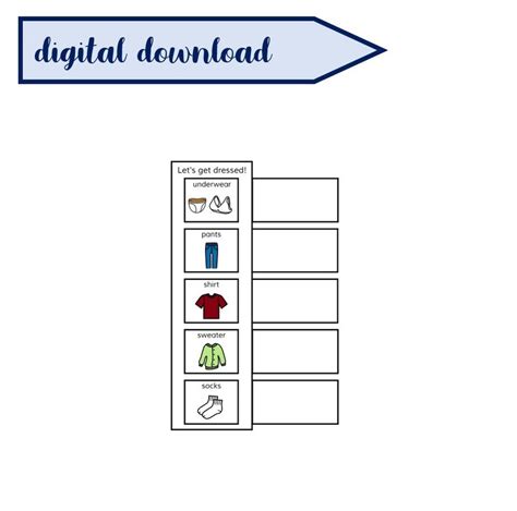 Printable GETTING DRESSED Visual Schedule Picture Sequence Behaviour