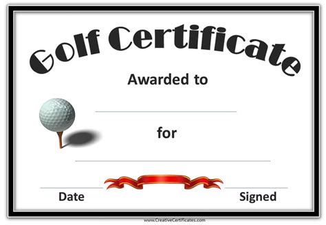 Printable Golf Gift Certificates