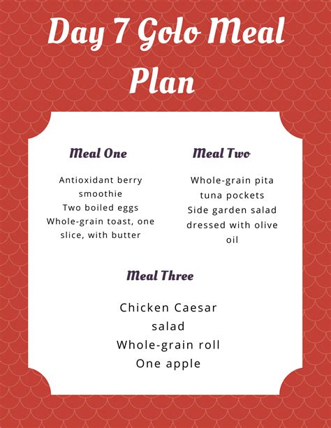 Printable Golo Meal Plan Pdf