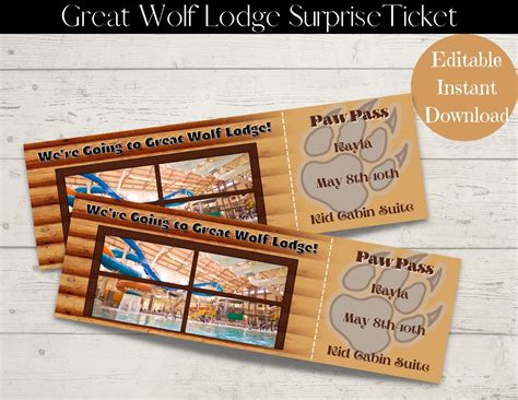 Printable Great Wolf Lodge Tickets