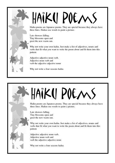 Printable Haiku Worksheet