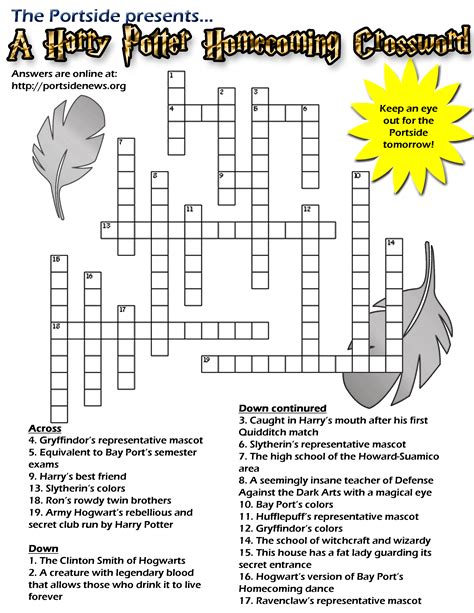 Printable Harry Potter Crossword