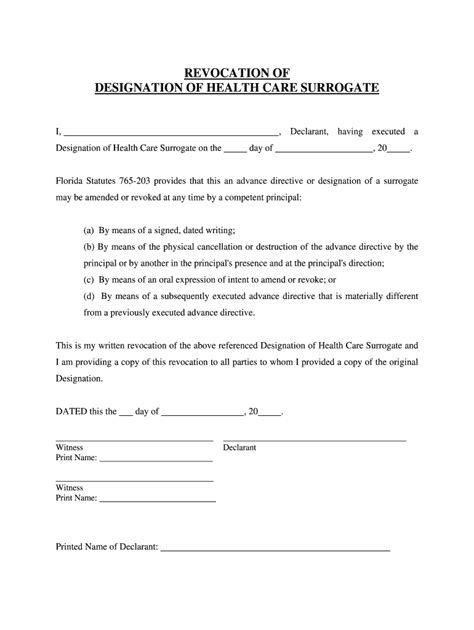 Printable Health Care Proxy Form Florida