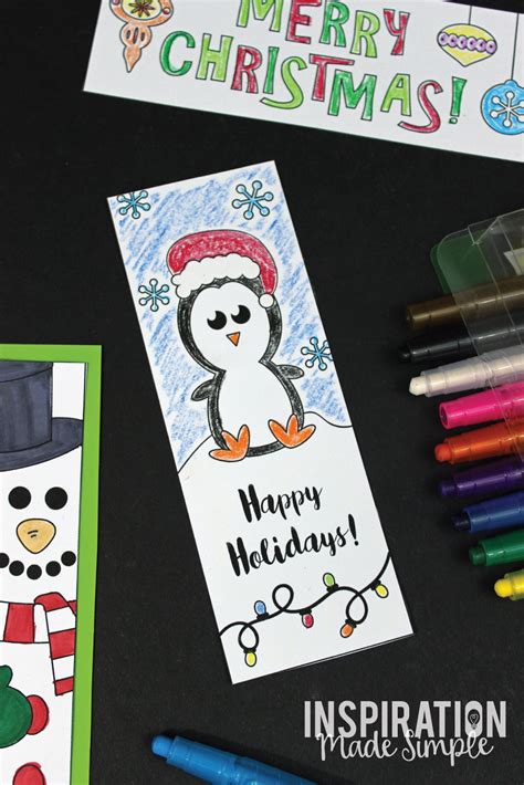 Printable Holiday Bookmarks to Color Inspiration Made Simple