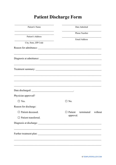 Printable Hospital Discharge Template