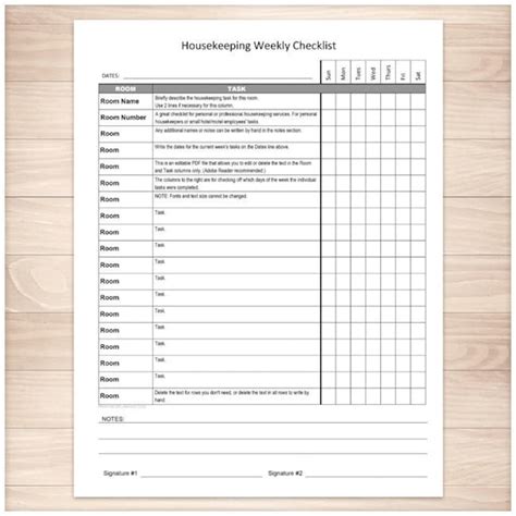 Printable Housekeeping Weekly Checklist Editable PDF Etsy Weekly