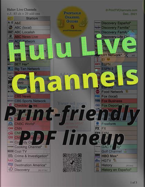 Printable Hulu Channel Guide