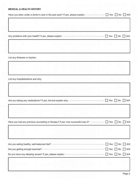 Printable Hypnosis Intake Form