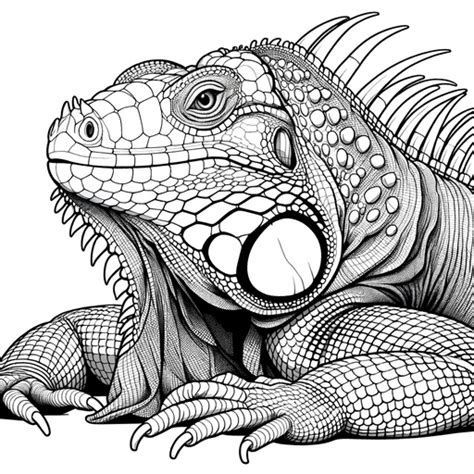 Printable Iguana Adult Coloring Page. Realistic Coloring Page