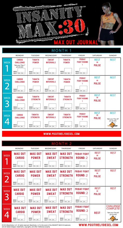 Printable Insanity Workout Calendar Customize and Print