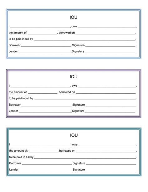 Printable Iou Form Printable Forms Free Online