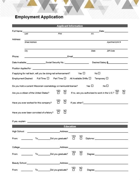 Printable Job Application Forms Room Surf Com