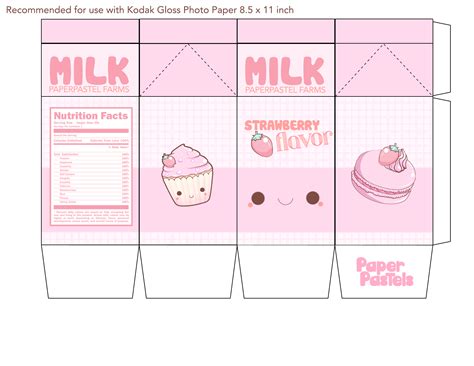 Printable Kawaii Milk Box Template