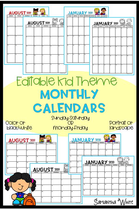 Printable Kids Calendars Qualads