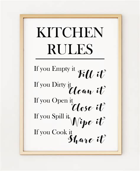 Printable Kitchen Rules Poster