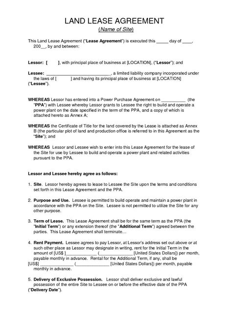 Printable Land Lease Agreement Printable Word Searches