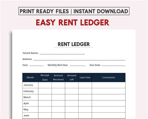 Printable Landlord Rental Ledger Pdf