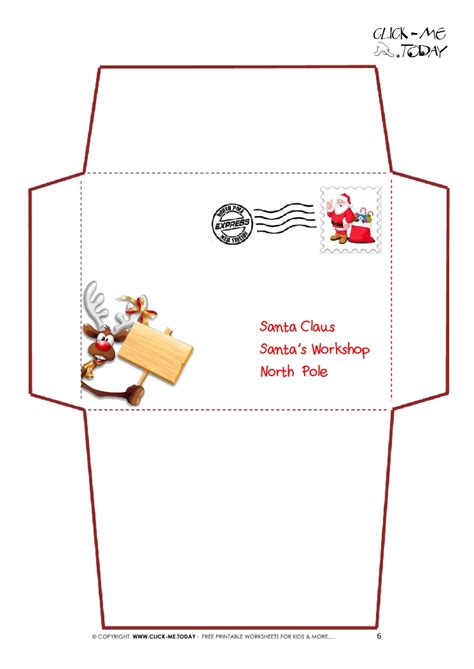 Printable Letter To Santa Claus Envelope Template Reindeer Stamp 6