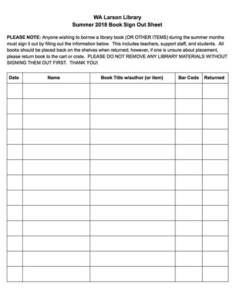 Printable Library Book Sign Out Sheet Book Sign Out Form Etsy