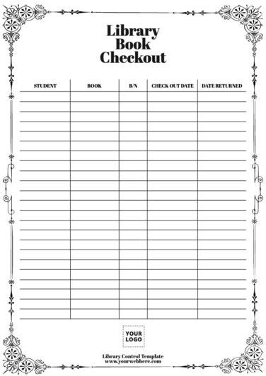 Printable Library Checkout Sheet Templates