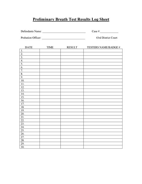 Printable Log Sheets