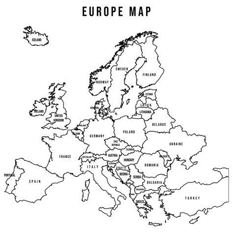 Printable Map Europe