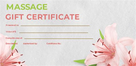 Printable Massage Gift Certificate