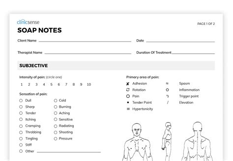 Printable Massage Soap Note Forms Soap Note Notes Template Soap