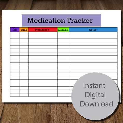 Printable Medication Tracker in Landscape Format Etsy