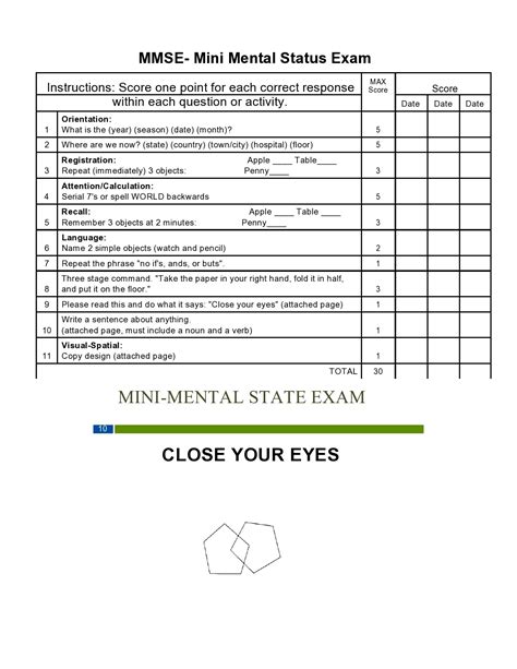Printable Mental Status Exam Template