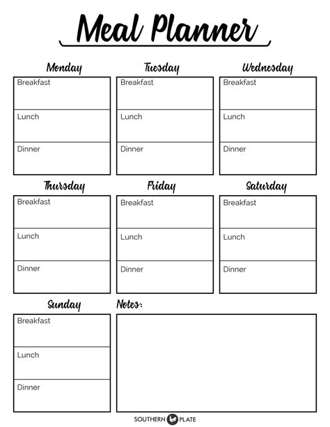 Printable Menu Plan