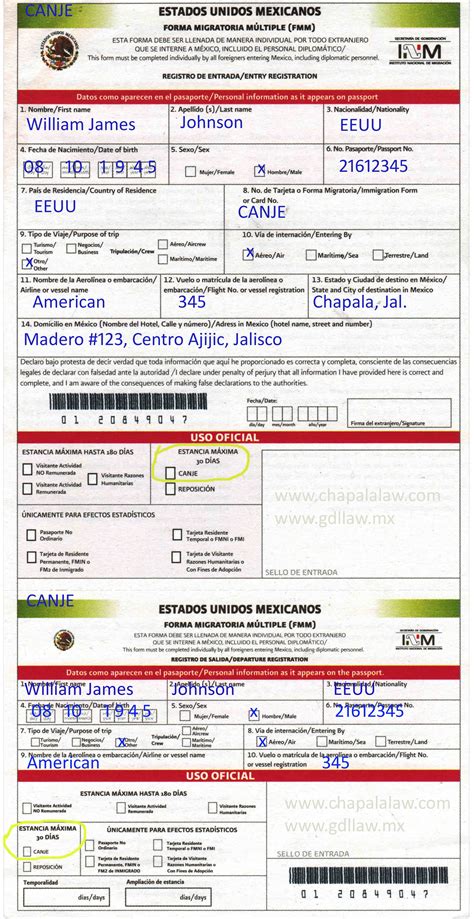 Printable Mexican Immigration Form