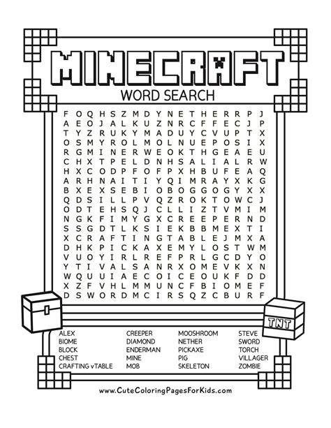 Printable Minecraft Word Search