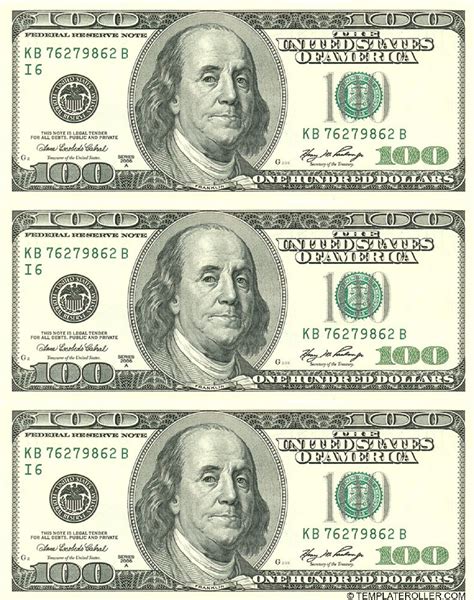 Free Realistic Printable Money: Front and Back, Real Size! - The
