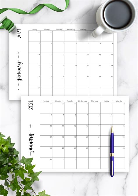 Printable Monthly Calendars Free