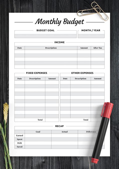 Printable Monthly Expenses Workshee