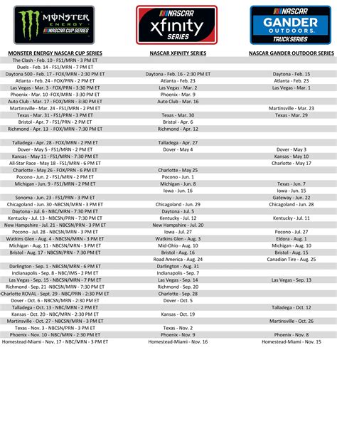 Printable Nascar Schedule 2024