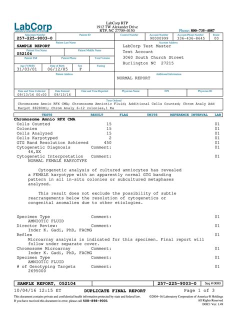 Printable Negative Labcorp Drug Test Results