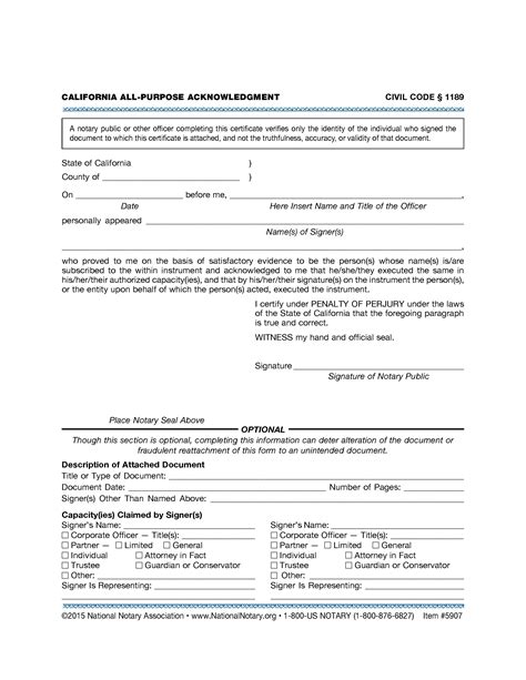 Printable Notary Forms California Universal Network