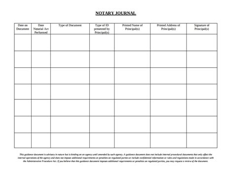 Printable Notary Journal Template