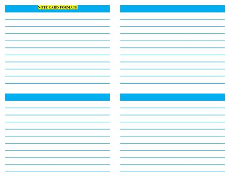 Printable Note Card Template Word